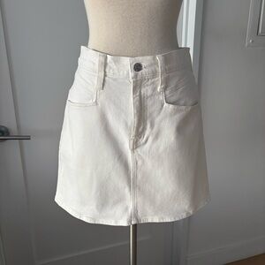 Madewell Heritage Stretch Denim Straight Mini Skirt Tile White Yoke Pocket sz 26